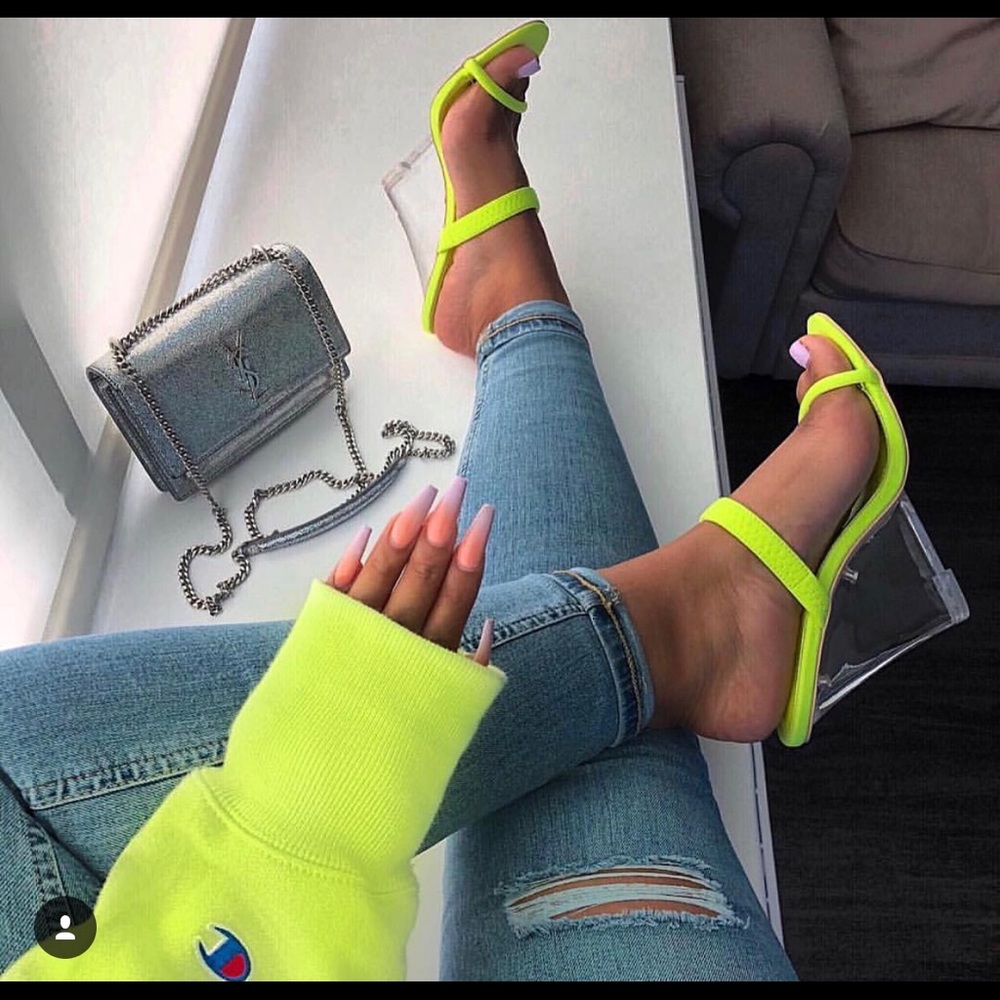 Cape Robbin Neon Yellow Mule Wedges